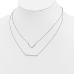 Sterling Silver Rhodium-plated CZ Double Bar Multi-Strand Necklace