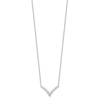 Sterling Silver Fancy-V Bar CZ  Necklace