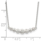 Sterling Silver Graduated CZ 18in Bar Necklace