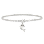 Sterling Silver 10inch Hollow Polished 3-D Dolphin Anklet