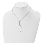 Sterling Silver Rhod-plated CZ Moon and Star w/2in ext. Necklace