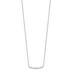 Sterling Silver CZ 18in Curved Bar Necklace