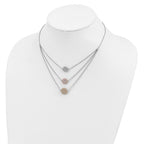 Sterling Silver Gold-plated and Rose-plated CZ w/2in ext Necklace