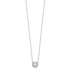 Sterling Silver Rhodium-plated CZ w/2in ext. Fancy Necklace