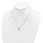 Sterling Silver Rhodium-plated CZ w/2in ext. Fancy Necklace