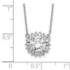 Sterling Silver Rhodium-plated CZ w/2in ext. Fancy Necklace