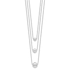 Sterling Silver Rhodium-plated 3-Strand w/2in ext. Polished Necklace