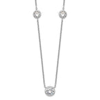 Sterling Silver Rhodium-plated 3 Station CZ Necklace