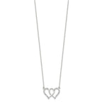Sterling Silver Polished Interconnected CZ Double Hearts 18 inch Necklace