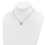 Sterling Silver Black Ruthenium Plated Devil Heart CZ 16 inch Necklace
