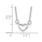 Sterling Silver Rhodium-plated Heart 17 inch Plus 2in ext. Necklace