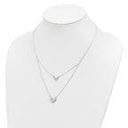 Sterling Silver Polished 2-Strand Heart Dangle Necklace