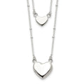 Sterling Silver Polished 2-Strand Heart Dangle Necklace