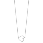 Sterling Silver Rhodium-plated 16in w/2in ext. Heart Necklace