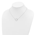 Sterling Silver Rhodium-plated 16in w/2in ext. Heart Necklace