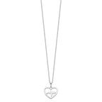 Sterling Silver Rhodium-plated Heartbeat in Heart 16in w/2in Ext Necklace