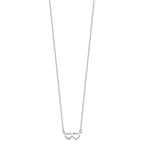 Sterling Silver Rhodium-plated Polished Double Linked Heart 16 inch Necklace with 2 inch extension