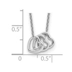 Sterling Silver Rhodium-plated 18in Hearts Necklace