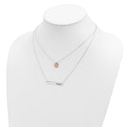 Sterling Silver Rose-tone Heart Enameled LOVED 16in Bar Necklace