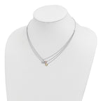 Sterling Silver RH-pltd Gold and Rose-tone Sun Moon Star Necklace