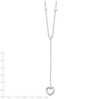 Sterling Silver Rhodium-plated Hearts w/2in ext. Y-Necklace