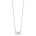 Sterling Silver Rhodium-plated w/CZ Heart w/Infinity Symbol Necklace
