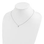 Sterling Silver Rhodium-plated w/2in ext. Polished Cross Necklace