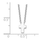 Sterling Silver Rhodium-plated w/2in ext. Polished Cross Necklace