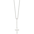 Sterling Silver Polished Cross Adjusts up to 23.5 inch Necklace