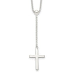 Sterling Silver Polished Cross Adjusts up to 23.5 inch Necklace