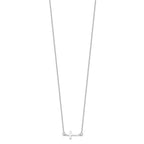 Sterling Silver Rhodium-plated w/ 2in ext. Sideways Cross Necklace
