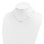 Sterling Silver Rhodium-plated w/ 2in ext. Sideways Cross Necklace