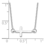 Sterling Silver Rhodium-plated w/ 2in ext. Sideways Cross Necklace