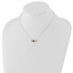 Sterling Silver Rhodium & Rose-tone w/ Black Onyx & CZ Cube Necklace