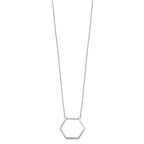 Sterling Silver Rhodium-plated Hexagon Necklace
