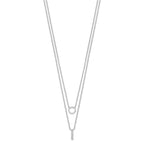 Sterling Silver Rhodium-plated CZ  2-Strand Necklace