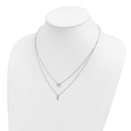 Sterling Silver Rhodium-plated CZ  2-Strand Necklace