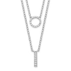 Sterling Silver Rhodium-plated CZ  2-Strand Necklace
