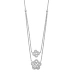 Sterling Silver Rhodium-plated Multi-Strand CZ Floral w/2in ext Necklace