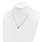 Sterling Silver Rhodium-plated CZ with Tree with 1in ext. Necklace