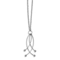 Sterling Silver Rhodium-plated Polished 4 Curved Dangles Necklace