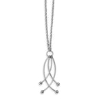 Sterling Silver Rhodium-plated Polished 4 Curved Dangles Necklace