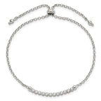 Sterling Silver Rhodium-plated CZ Adjustable Bracelet