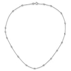 Sterling Silver Rhodium-plated Diamond-cut Beaded Necklace