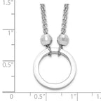 Sterling Silver Rhodium-plated Circle w/Diamond-cut Beads Necklace