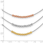 Sterling Silver Rhod-plated Diamond-cut Gold/Rose-tone 3 Strand Necklace