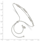 Sterling Silver Polished Beaded 2-Strand Adjustable Bracelet