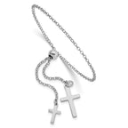 Sterling Silver Rhodium-plated Cross Adjustable 5in to 8.75in Bracelet