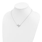 Sterling Silver Rhodium-plated CZ Heartbeat Necklace