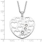 Sterling Silver Polished CZ Heart Necklace